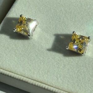 Ross-Simons Yellow Square Gemstone Earrings